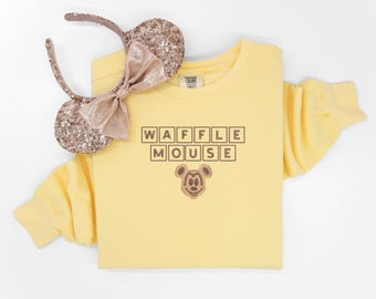 Waffle Mouse embroidered Tshirt, Disney Mickey Waffle shirt, Mickey Snack t-shirt, Waffle Mouse Shirt, Disney tshirt, Disney Tanktop