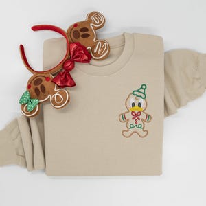 Donald Gingerbread embroidered Crewneck, Donald embroidered sweatshirt, Donald shirt, Donald Christmas Hoodie,  Women&#39;s Christmas crewneck