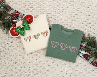 Mickey Christmas Ornament Embroidered Crewneck Sweatshirt | Mickey Ornament Shirt | Mickey Ornament Sweater | Disney Christmas Crewneck