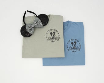 Embroidered Mickey Mouse Pocket T-Shirt, Comfort Colors