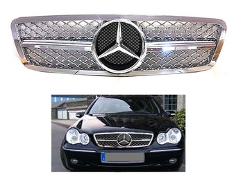 2001 2002 2003 2004 2005 2006 2007 C-Class Sedan C63 all-chrome grille with star. New. C280 C230 C320 C240 C350 (Will not fit on C55) #363