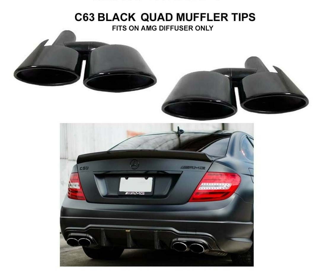 C63 Black Muffler Quad Dual Tips Exhaust C350 C250 C300 C63 Etsy