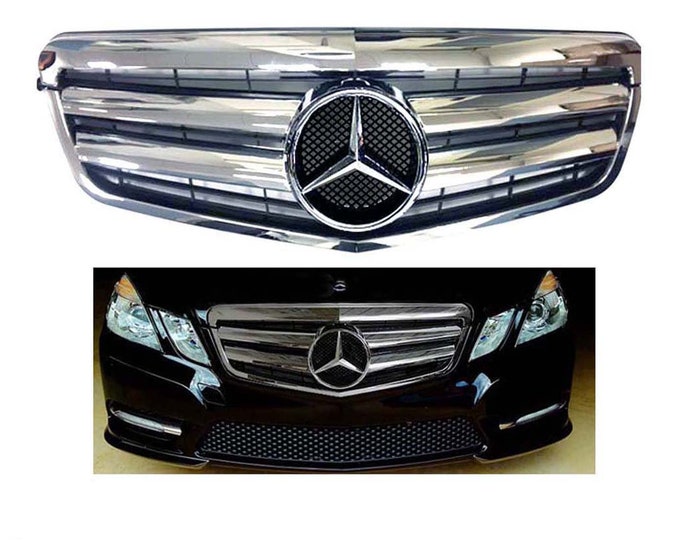 E-Class 03-06 Chrome-Black Grille Front Factory Replacement E320 E350