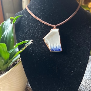 Blue Dipped Sea Pottery Pendant