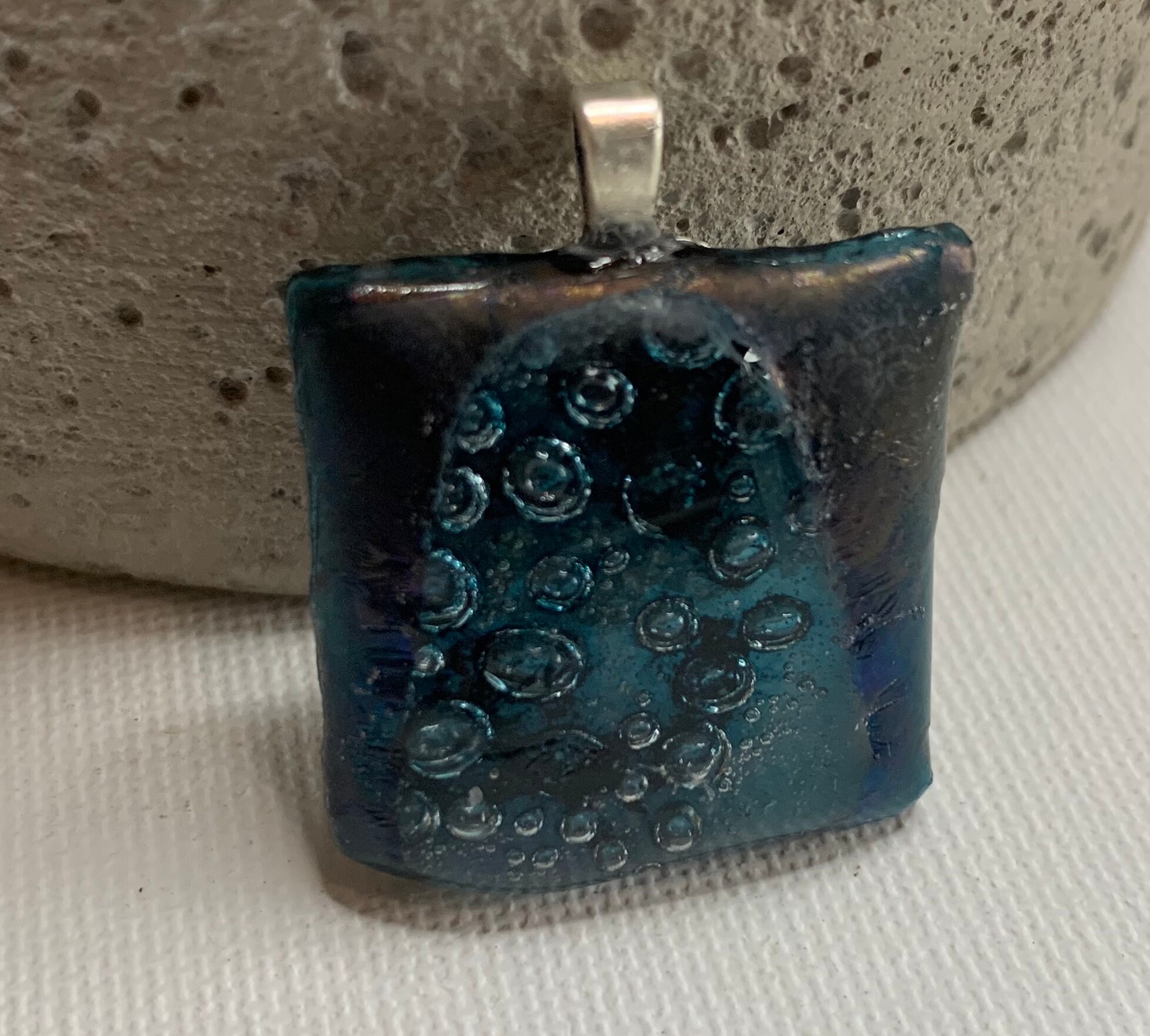 Handmade home fused glass with copper carbonate reactions to Etsy