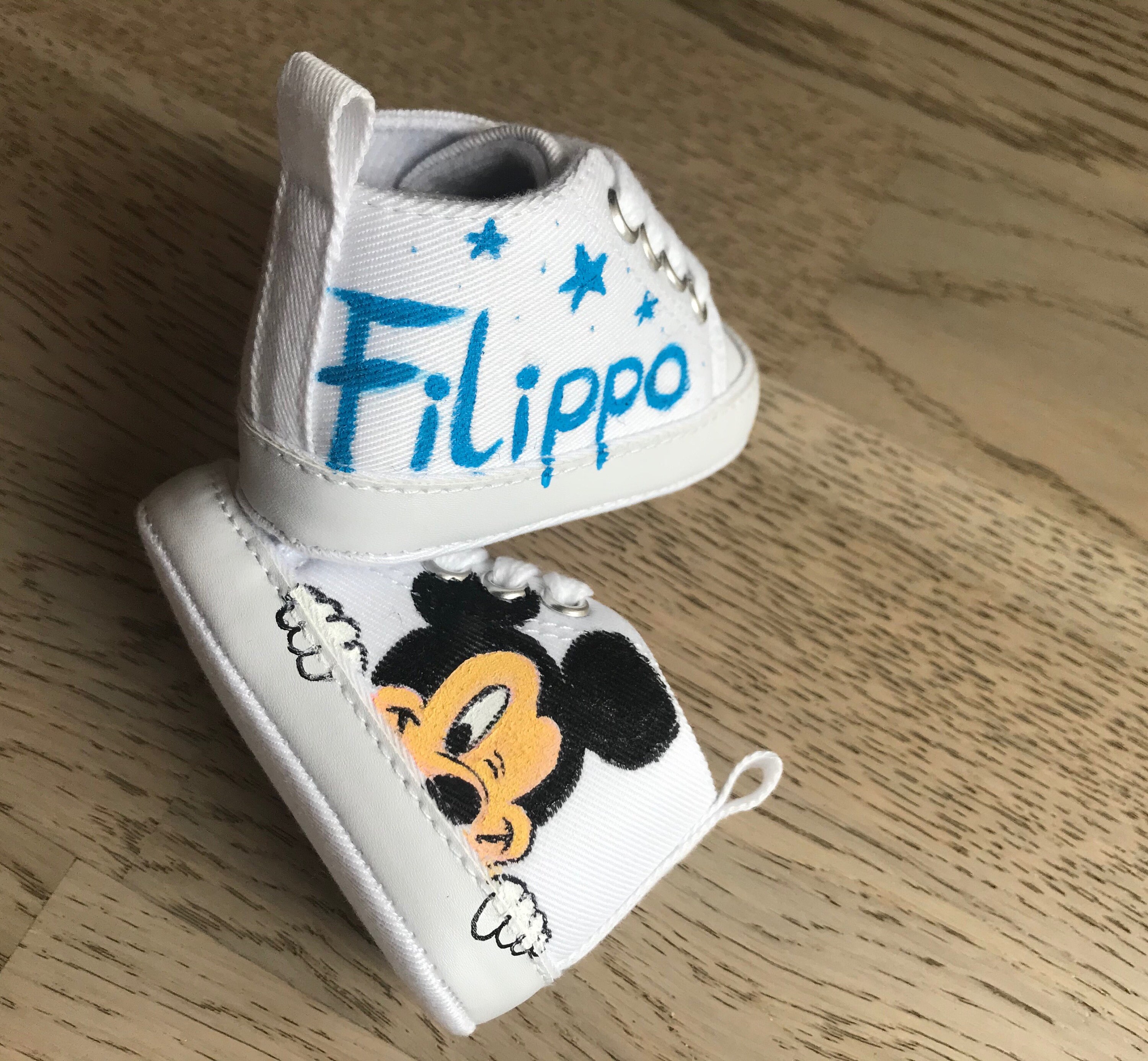 Hand painted and Personalized Mickey Mouse Baby Shoes With Name