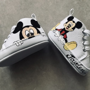 Mickey Mouse baby shoes hand painted and personalized with name