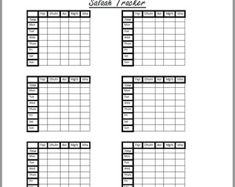 Monthly Salah Chart