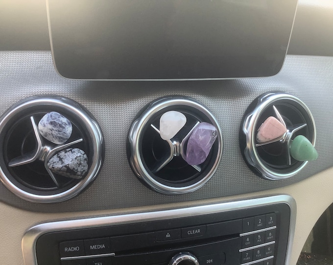 Crystal car protection stones, crystal car vent clips,air vent crystals,crystal gemstone car accessory. Gemstone car air vent charm.