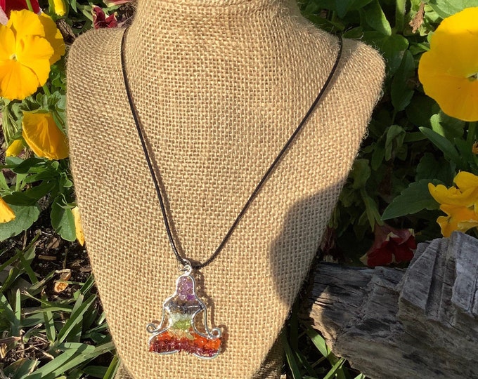 Yoga,Buddha,chakra stone healing pendant