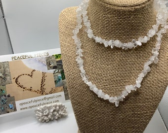 Natural clear quartz healing gemstone crystal necklace, gemstone necklace, unique gift