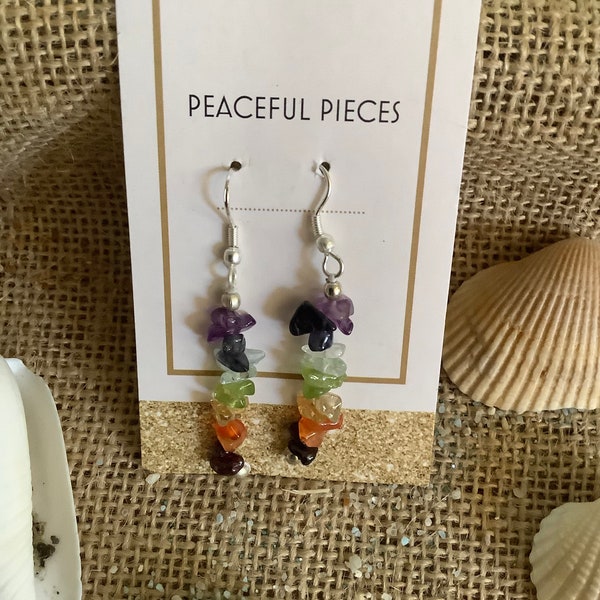 Chakra gemstone chip earrings