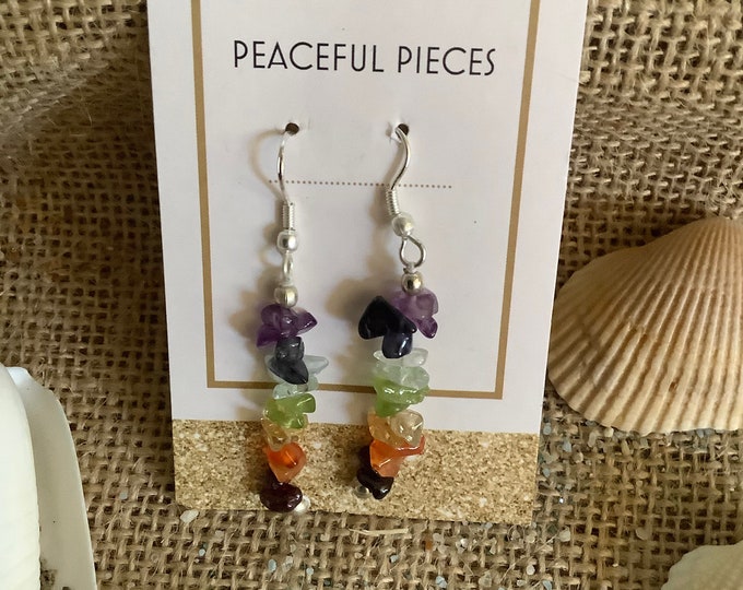 Chakra gemstone chip earrings