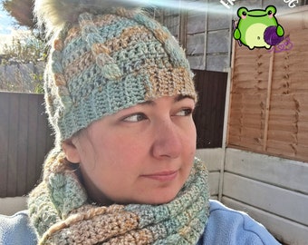 Chunky Crochet Winter Set Pattern | Puff Stitch Hat, Scarf & Mitts (PDF Pattern)