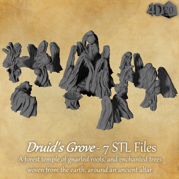 Druids Grove: Enchanted Woodland Encounter | 7 models | 3D Print for Fantasy Encounter Terrain Pack for tabletop, RPG & Wargaming