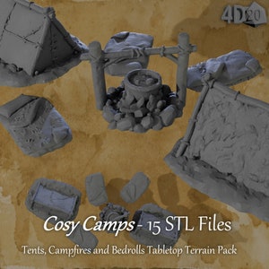 Cosy Camps | 15 Campsite Tents and Accessories | 3D Printable Fantasy ...