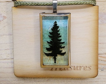 Spruce Pine Tree Hand Painted Necklace