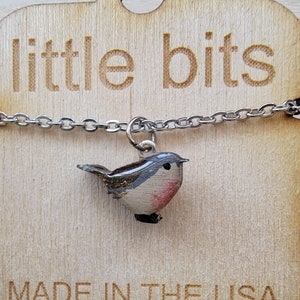 Small Wren Bird Hand Painted Necklace