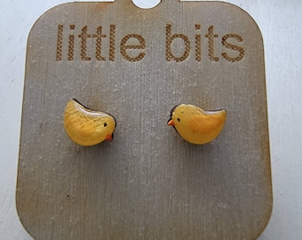 Small Post Yellow Bird Earrings