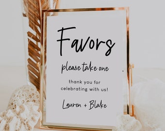 SOFIA | Favors Sign Template, Editable Printable Favors Sign, Please Take One Favors Sign Wedding Bridal Shower Baby Shower Favors Sign DIY