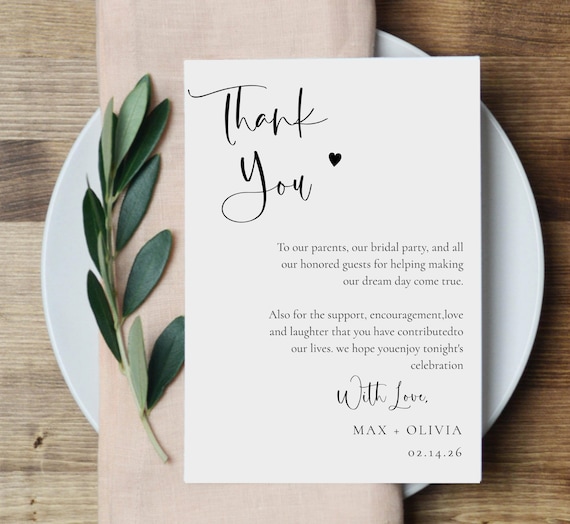 Thank You Note Template Wedding