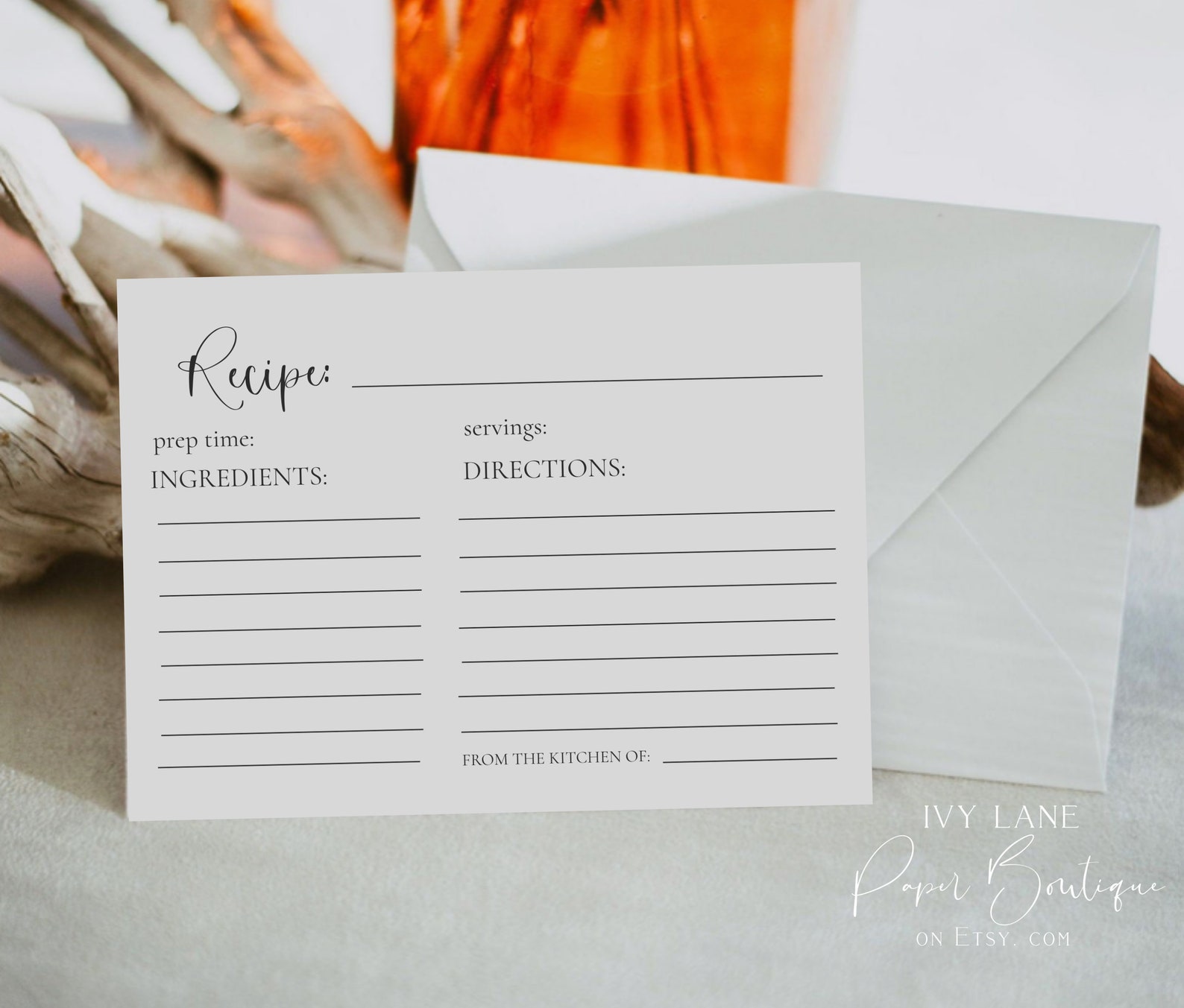 WILLOW | Minimalist Recipe Card Template, Editable Recipe Cards for ...