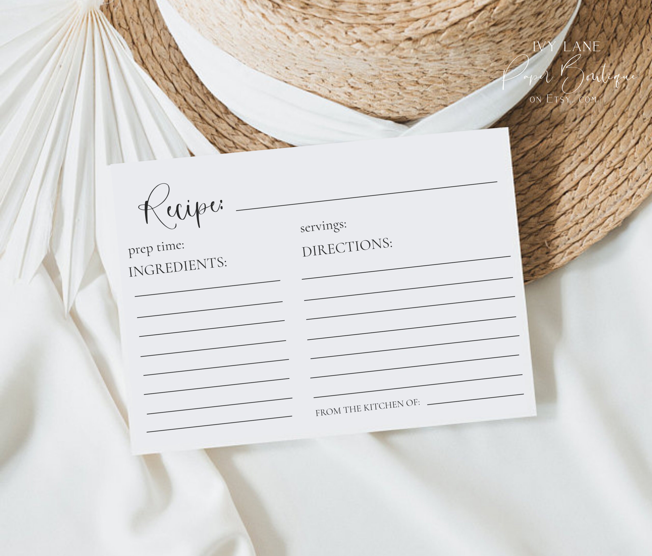 WILLOW | Minimalist Recipe Card Template, Editable Recipe Cards for ...
