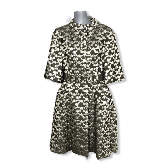 Pauline Trigére Vintage Gold Brocade Stand Collar