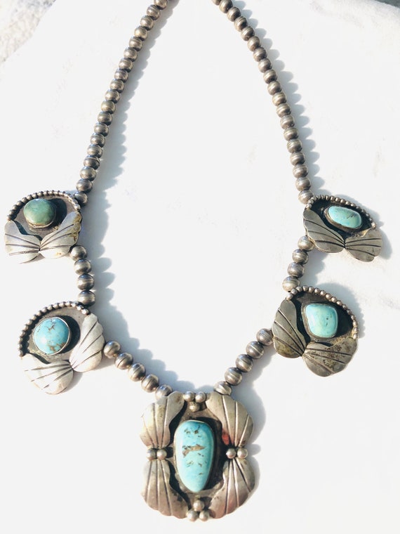 Vintage Navajo Sterling, Turquoise Necklace