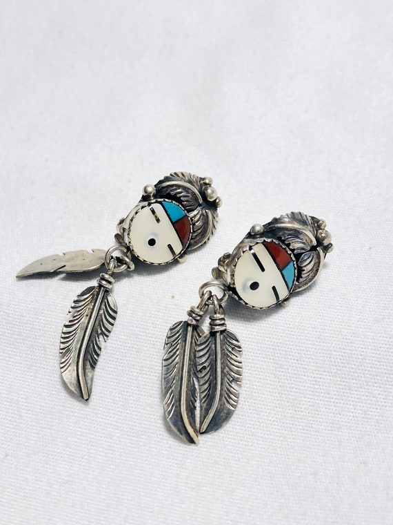 Vintage Zuni Sterling Clip On Earrings