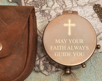 First Holy Communion gift , Personalized Compass, May Your Faith Always Guide You, Baptism Gift, Christening Gift, Confirmation Gift