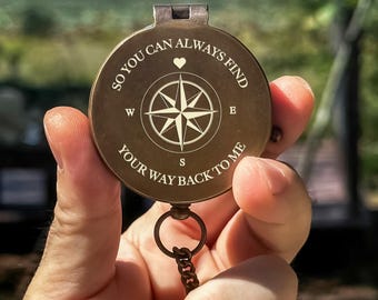 Personalized Copper Anniversary Gift for Husband – Engraved Compass Keepsake with Photo & Handwritten Message – Wedding Gifts For Couples