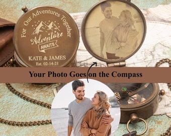 Personalized Wedding Gift for him Compass, Adventure Awaits Engraved Compass,Custom Engraved Compass,Anniversary Gift, Gift for Him