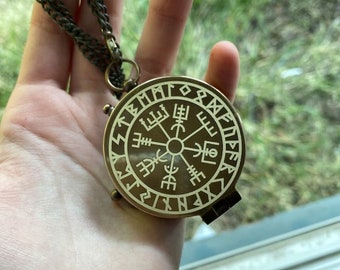 Nordischer Kompass, Wikinger Vegvisir gravierter Kompass, Nordischer Kompass, Arbeitskompass, Geburtstagsgeschenk für Ihn