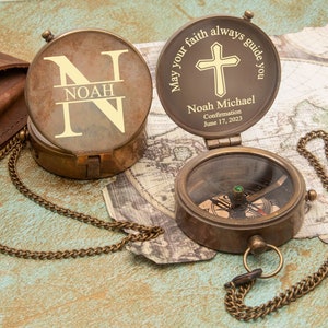 First Communion Gifts for Boys,Confirmation Gifts,Baptism Gifts, Godfather Godmother Gifts,Christening Gifts for Godson,Personalized Compass