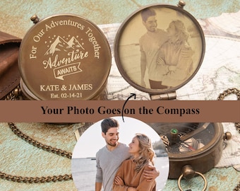 Special Day Gift For Him, Photo Engraved Compass, Couple Anniversary Gifts,  Unique Gifts for Men, First Anniversary Gift for Boyfriend