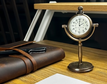 Engraved Brass Table Clock: Personalized Retirement Gift, Copper Finish