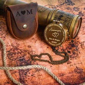 Personalized Brass Compass Anniversary Gift for Boyfriend, Wedding Gifts for Couples image 5