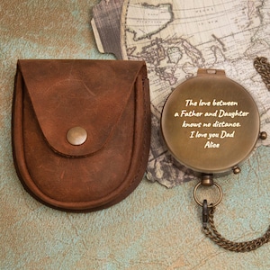 Dad and Child Photo Engraved Compass, Father&#39;s Day Gift for Husband Custom Working Compass, Adventure Awaits Compass Anniversary Gift