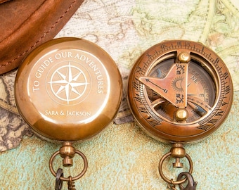 Personalized Compass, Custom Engraved Gifts For Him, Father's Day Gifts for Husband, Couple Anniversary Gift, Gift for Boyfriend