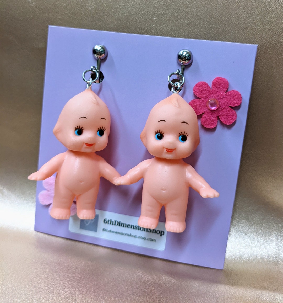 CLIPON Kewpie Baby Doll Earrings 5cm Etsy