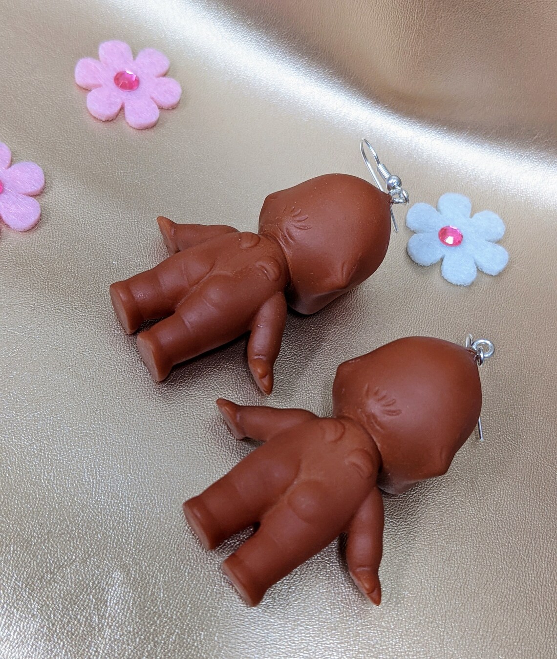 Kewpie Babydoll Earrings brown Etsy