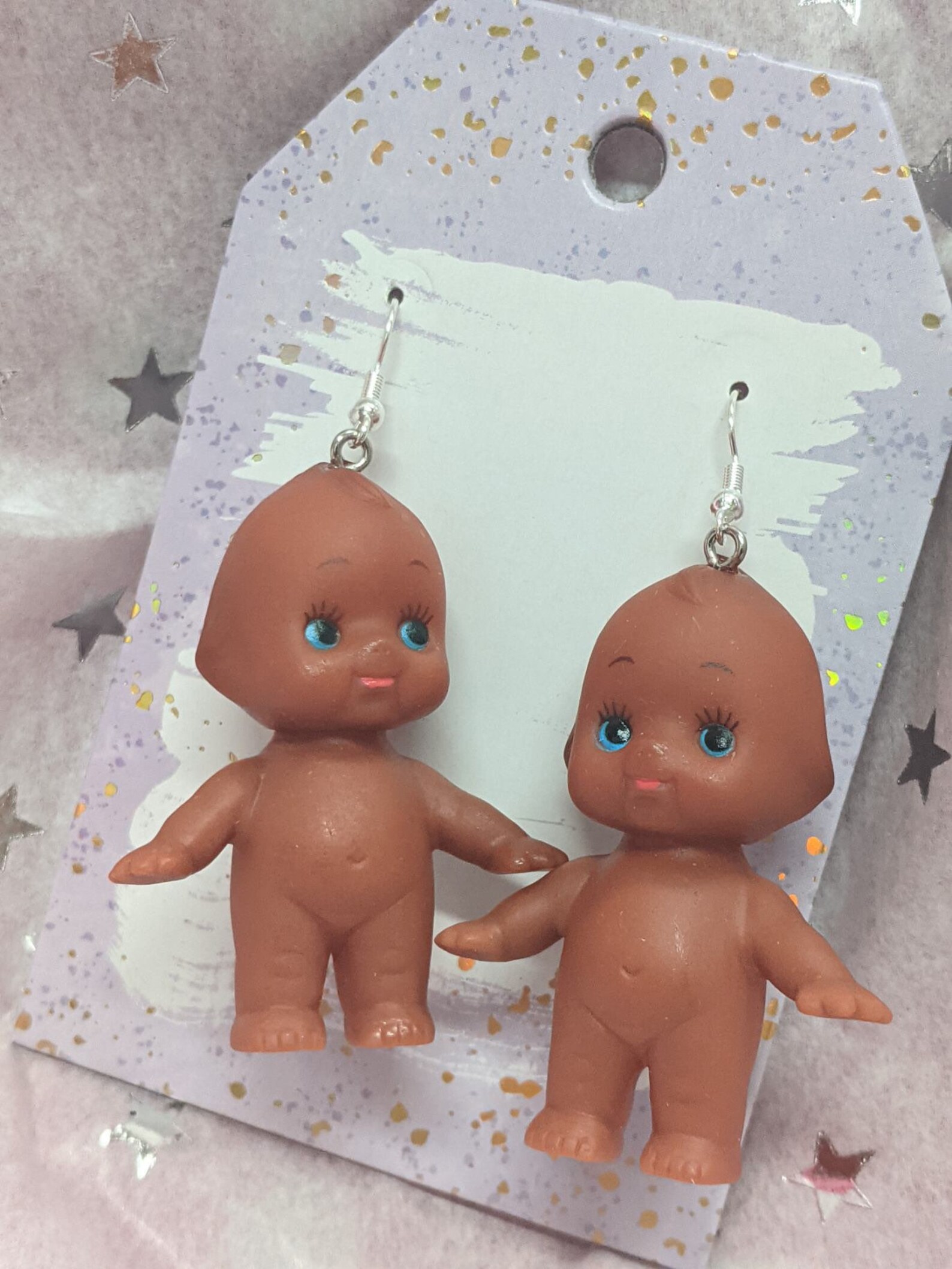 Kewpie Babydoll Earrings Brown Etsy