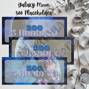 Galaxy Moon Money Placeholder | Digital Download | 500 Slips | Set of 3