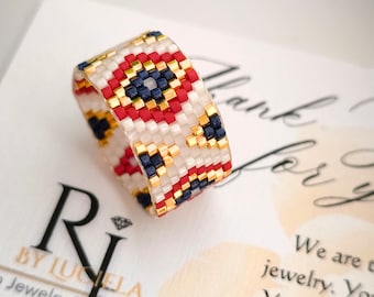 24k Gold Perlenring: Miyuki Delica Statement Schmuck