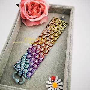 Grey Honeycomb  Bracelet| Statement Bracelet | Beaded Bracelet | handmade Bracelet | Miyuki bracelet | Beaded Jewelry | Mothers day gift