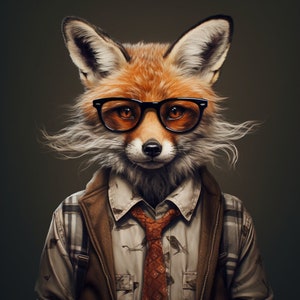 Urban Farm Victorian Fox | Fox Artwork | Victorian Animal Portrait | Fox Wall Decor | Fox Art Print | Fox Art Work | Fox Art | Fox Decor