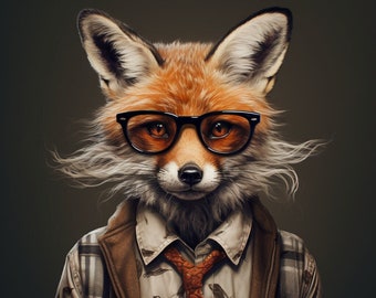 Urban Farm Victorian Fox | Fox Artwork | Victorian Animal Portrait | Fox Wall Decor | Fox Art Print | Fox Art Work | Fox Art | Fox Decor