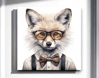 Urban Farm Arctic Fox | Dapper Fox | Arctic Animals Wall Art | Fox Decor | Arctic Animals | Artic Fox | Fox Art Print | White Fox | Cute Fox