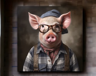 Urban Farm Pig Print | Cute Pig | Pig Art for Pig Lovers | Colorful Animal Artwork | Pig Gifts | Pig Lover Gifts | Animals with Glasses